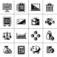 Conjunto de ícones de finanças preto vetor