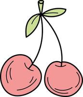 esboço de cereja. ícone de cereja doodle. ícone de cereja desenhada a mão simples