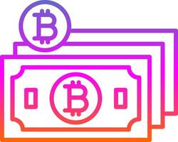 bitcoin dinheiro linha gradiente ícone Projeto vetor