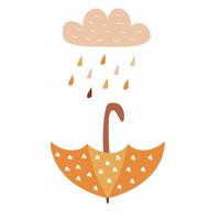 doodle guarda-chuva aberto com estampa de coração vetor