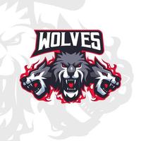 wolves sports mascote logo design ilustração vetorial vetor