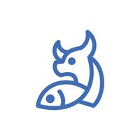 touro peixe linha simples logotipo, minimalista Projeto adequado para seu companhia vetor