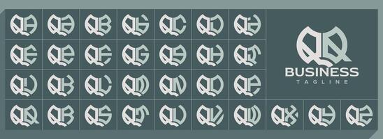 geométrico abstrato forma carta q qq logotipo conjunto vetor