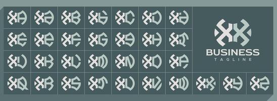 geométrico abstrato forma carta x xx logotipo conjunto vetor