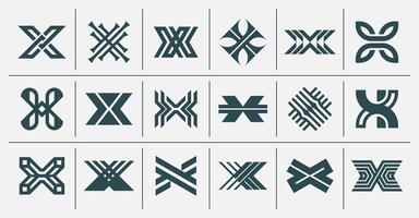 minimalista moderno carta x logotipo branding conjunto vetor