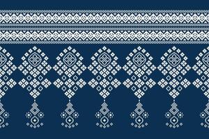 tradicional étnico motivos ikat geométrico tecido padronizar Cruz ponto.ikat bordado étnico oriental pixel marinha azul fundo. abstrato, ilustração. textura, decoração, papel de parede. vetor