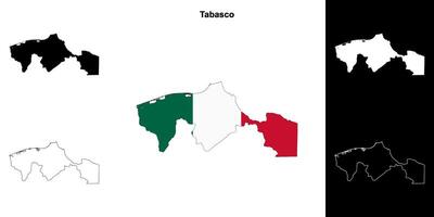 tabasco Estado esboço mapa conjunto vetor