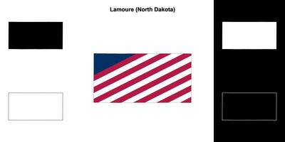 Lamoure condado, norte Dakota esboço mapa conjunto vetor