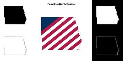 pembina condado, norte Dakota esboço mapa conjunto vetor