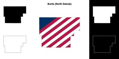 burca condado, norte Dakota esboço mapa conjunto vetor