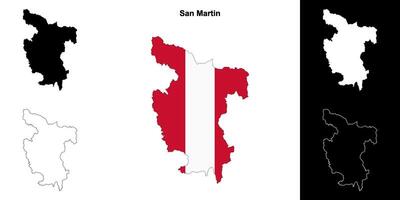 san Martin região esboço mapa conjunto vetor