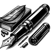 Preto e branco ilustração do uma fonte caneta vetor