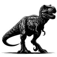 Preto e branco ilustração do uma trex dinossauro vetor