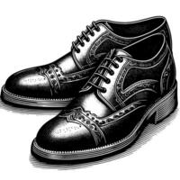 Preto e branco ilustração do uma par do masculino couro sapatos vetor