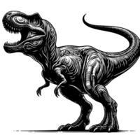 Preto e branco ilustração do uma trex dinossauro vetor