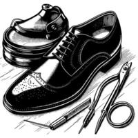 Preto e branco ilustração do uma par do masculino couro sapatos vetor