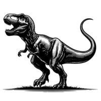 Preto e branco ilustração do uma trex dinossauro vetor