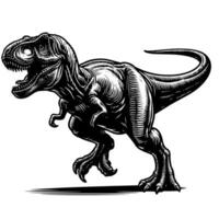 Preto e branco ilustração do uma trex dinossauro vetor