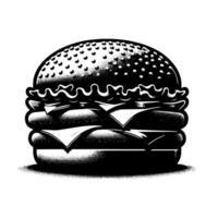 Preto e branco ilustração do uma saboroso grelhado Hamburguer de queijo vetor