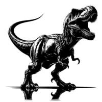 Preto e branco ilustração do uma trex dinossauro vetor