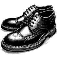 Preto e branco ilustração do uma par do masculino couro sapatos vetor