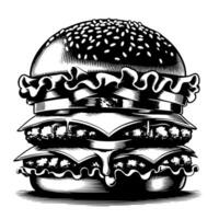 Preto e branco ilustração do uma saboroso grelhado Hamburguer de queijo vetor