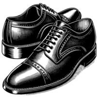 Preto e branco ilustração do uma par do masculino couro sapatos vetor