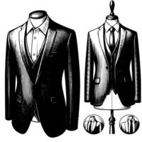 Preto e branco ilustração do uma par do masculino o negócio terno vetor