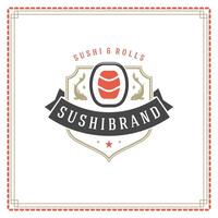 Sushi restaurante logotipo ilustração. vetor