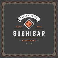 Sushi restaurante logotipo ilustração. vetor