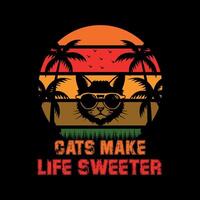 gatos faço vida mais doce t camisa Projeto vetor