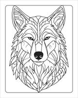 Lobo coloração Páginas, Lobo ilustração, Lobo arte, Preto e branco vetor