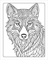 Lobo coloração Páginas, Lobo ilustração, Lobo arte, Preto e branco vetor