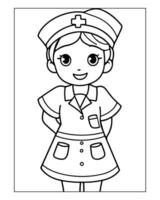 enfermeira coloração Páginas, livre enfermeira , enfermeira ilustração, enfermeira Preto e branco vetor