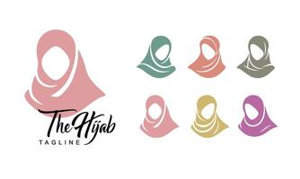 muçulmano mulheres hijab moda logotipo definir, hijab fazer compras logotipo coleção vetor