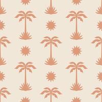 Palma árvore desatado padronizar. tropical verão fundo. de praia mão desenhado simples boho repetir textura. moderno têxtil, imprimir, papeis de parede, invólucro papel. vetor