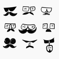 mão desenhado rabisco óculos e bigode ilustração vetor