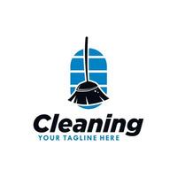 design de logotipo de serviço de limpeza de vassoura vetor