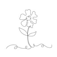lindo flor 1 linha contínuo desenhando estilo isolado ilustração. vetor