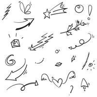 desenhados à mão setas abstratas, fitas e outros elementos desenhados à mão estilo para design de conceito doodle ilustração para decoração vetor