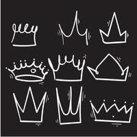 mão desenhada ícone de graffiti de coroa de logotipo com elementos pretos isolados no fundo branco. ilustração vetorial. vetor