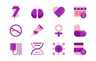 coleção de ícones do dia mundial do câncer vetor