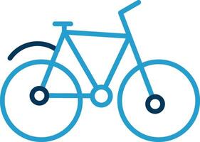 bicicleta linha azul dois cor ícone vetor