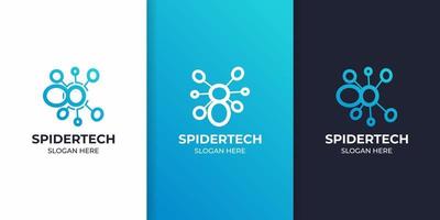 conjunto de design de logotipo de tecnologia de aranha vetor