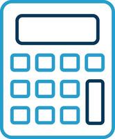 calculadora linha azul dois cor ícone vetor
