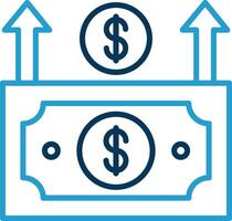 dinheiro crescimento linha azul dois cor ícone vetor