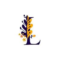 letra latina em flores e plantas. vetor. carta em elementos decorativos para inscrições. logotipo da empresa. cartaz ou monograma.