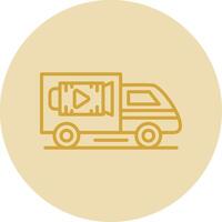 caminhão linha amarelo círculo ícone vetor