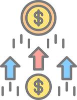 dinheiro crescimento linha preenchidas luz ícone vetor