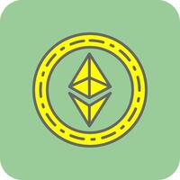 ethereum moeda preenchidas amarelo ícone vetor